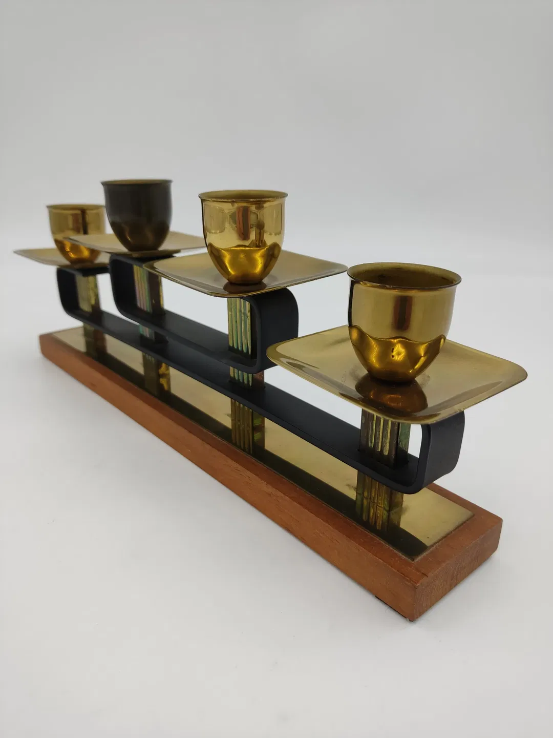 Mid Century Kerzenständer aus Teak & Messing - Bild 1
