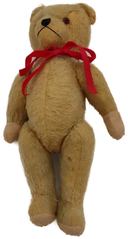 Vintage Teddybär hellbraun mit roter Schleife - Bild 9