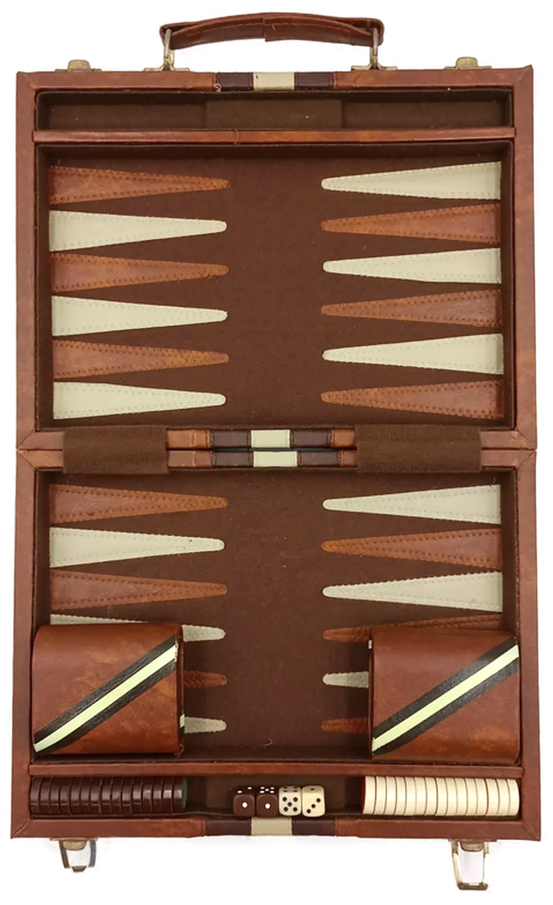 Backgammon-Spiel im Kunstlederkoffer klein – Bild 8
