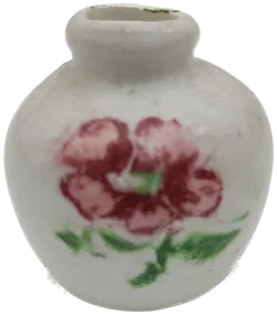 Puppenhaus Zubehör: Miniatur Keramikvase mit Blumenmotiv | Sammlerstück  - Bild 1