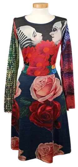 Desigual Damen Midikleid mehrfarbig gemustert Gr. L