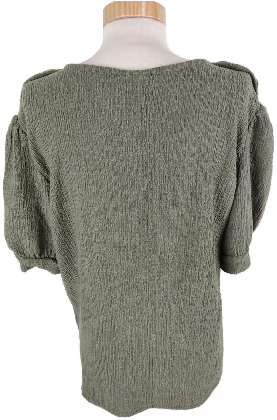 T-Shirt "Yessica", kurzarm Rundhalsausschnitt und Dekorknöpfen, grün, Größe XL – Bild 4
