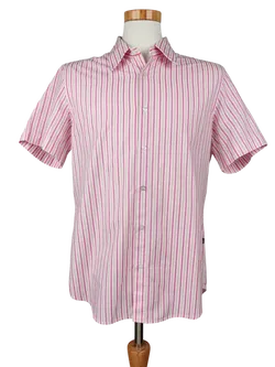 Hugo Boss Herren Kurzarmhemd, weiß/rosa - Gr. L - Bild 1