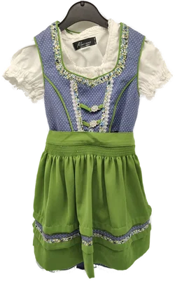 Kinderdirndl Größe 98 Grün-Blau Mit Weißer Bluse | Liebenswerter Klassiker – Vorschau 1
