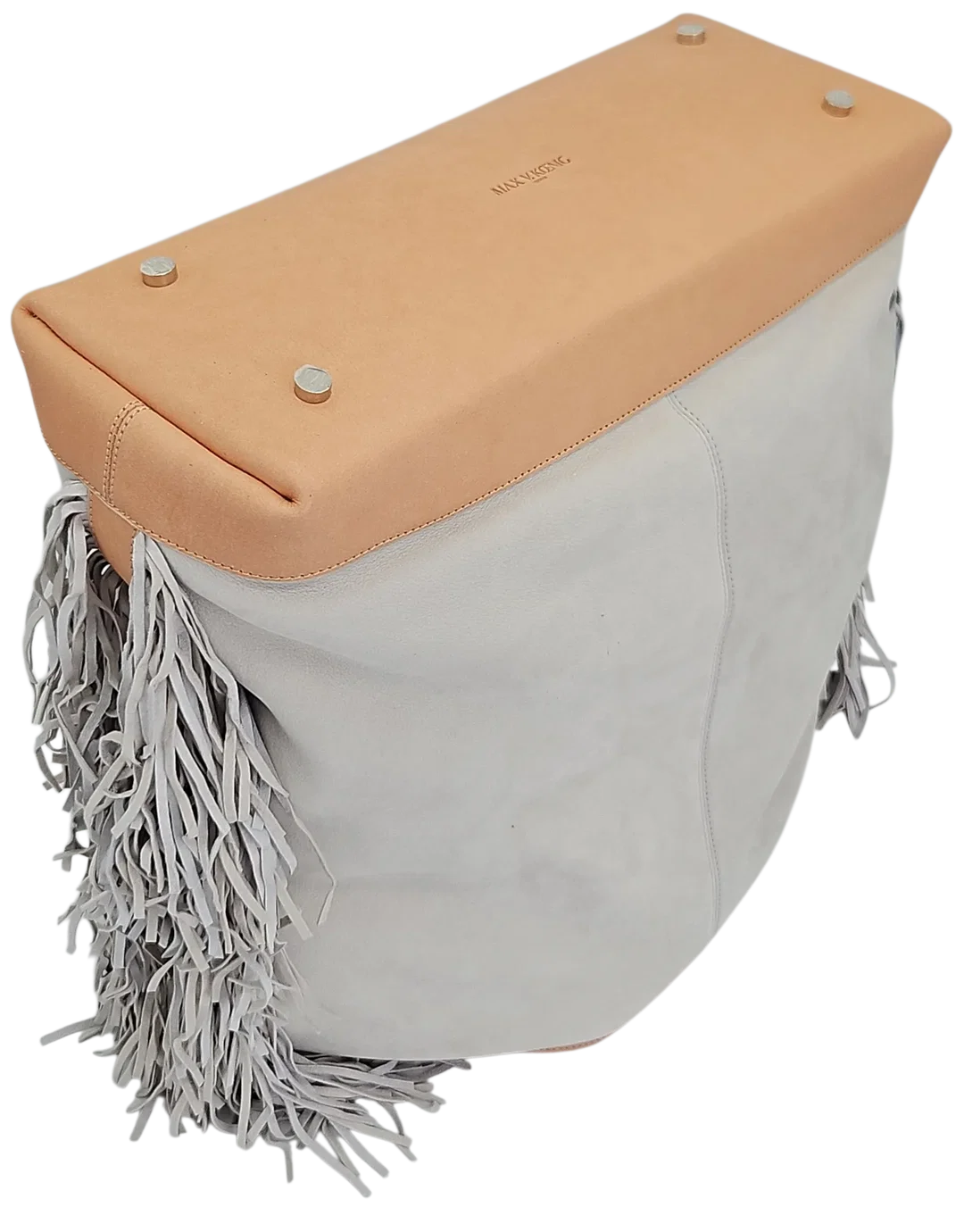 Max V. Koenig Damen Lederhandtasche mit Fransen, grau/creme - Höhe ca. 50 cm – Bild 3