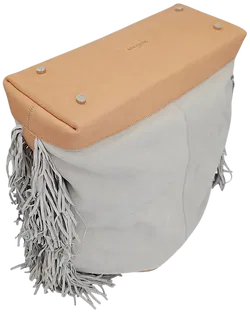 Max V. Koenig Damen Lederhandtasche mit Fransen, grau/creme - Höhe ca. 50 cm - Bild 3