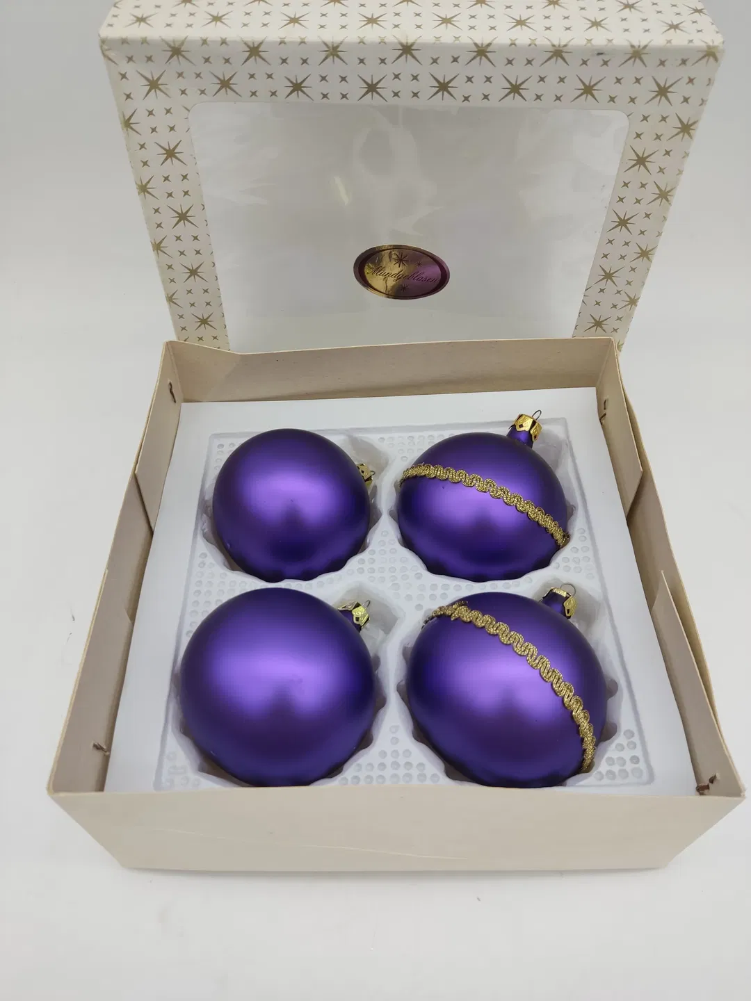 4x Christbaumschmuck aus Glas mit in violett - Bild 4