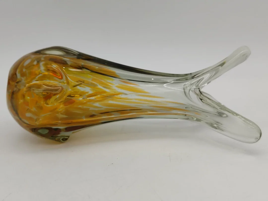 Kleine Tischvase im Murano-Stil - orange/weiss/transparent – Bild 2