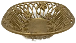 Jugendstil Messingschale "MOD DEP" – Ovale Dekoschale mit floralem Durchbruchmuster – Vorschau 5