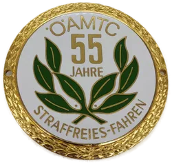 Goldene ÖAMTC 55 Jahre Jubiläums-straffreies Fahren-Autoplakette –  Ø 8 cm - Bild 1