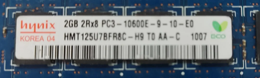 Hynix 2GB DDR3 2Rx8 PC3-10600E-9-10-E0 Arbeitsspeicher / RAM  – Bild 2