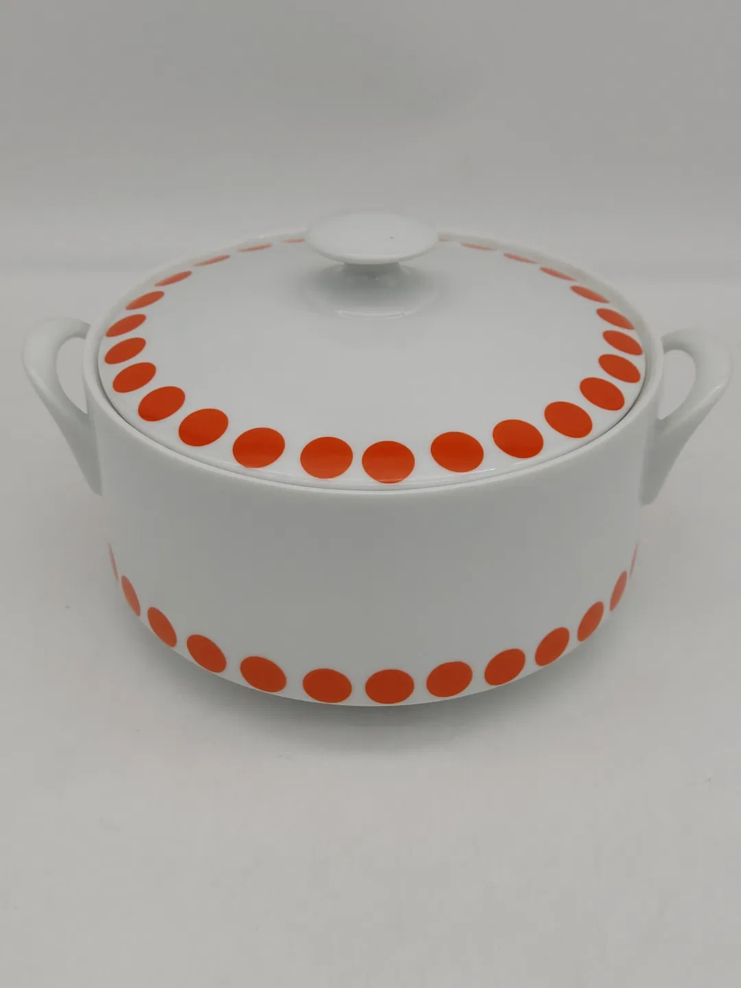Vintage-Suppentopf  - weiss/orange gemustert - Bild 4