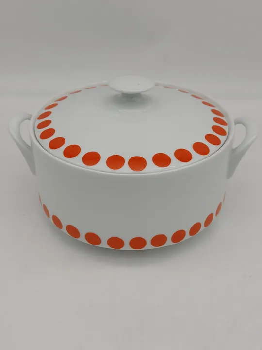 Vintage-Suppentopf  - weiss/orange gemustert - Bild 1