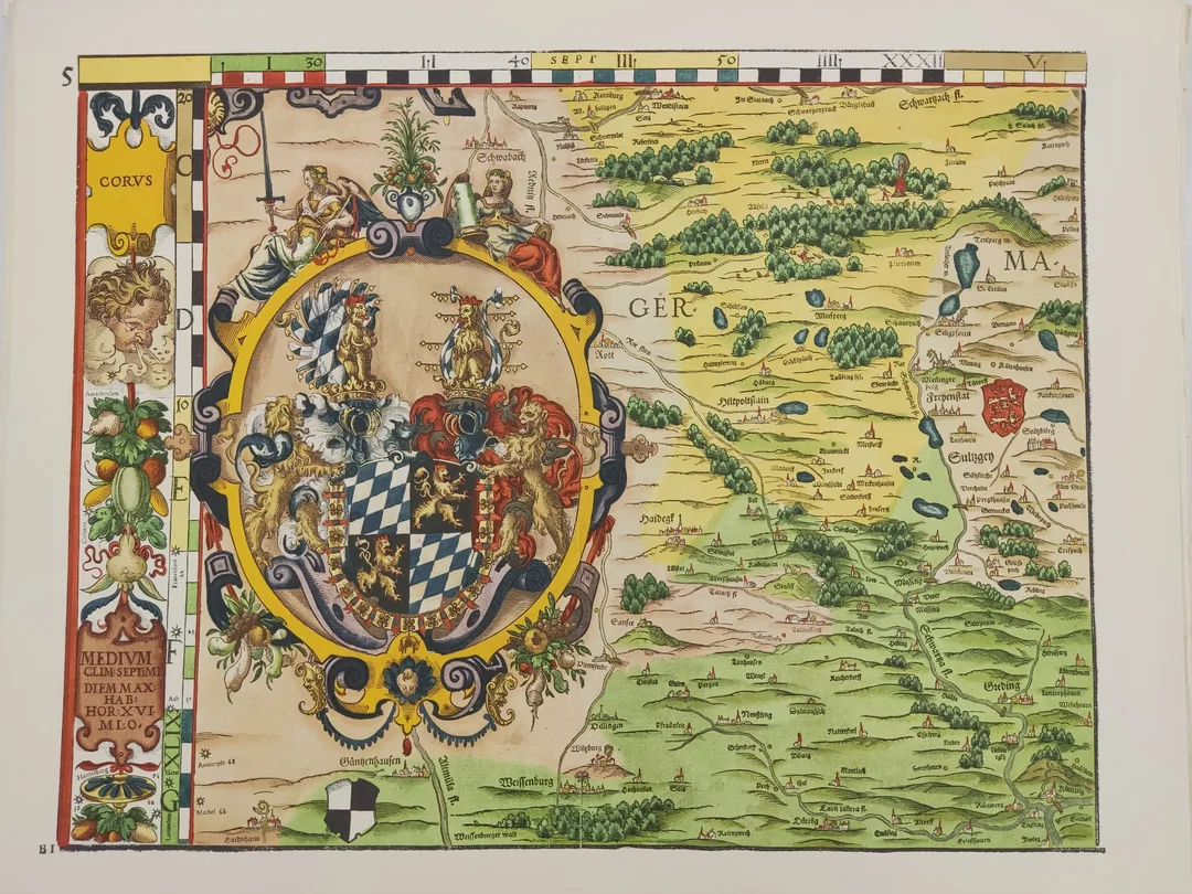 Philipp Apians" Bayerische Landtafeln XXIIII 1568 – Bild 4