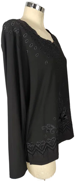 H&D Schwarze Damenbluse Sonstige Bestickt X-XL | Eleganter Auftritt - Bild 3