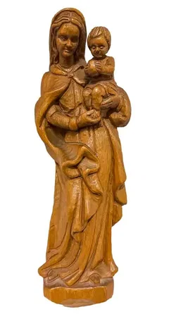 Handgeschnitzte Madonna mit Kind - Holzfigur, Sakrale Wandskulptur (45 cm) - Bild 1