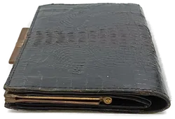 Krokodilleder Damen Vintagetasche und Brieftasche schwarz - Bild 16