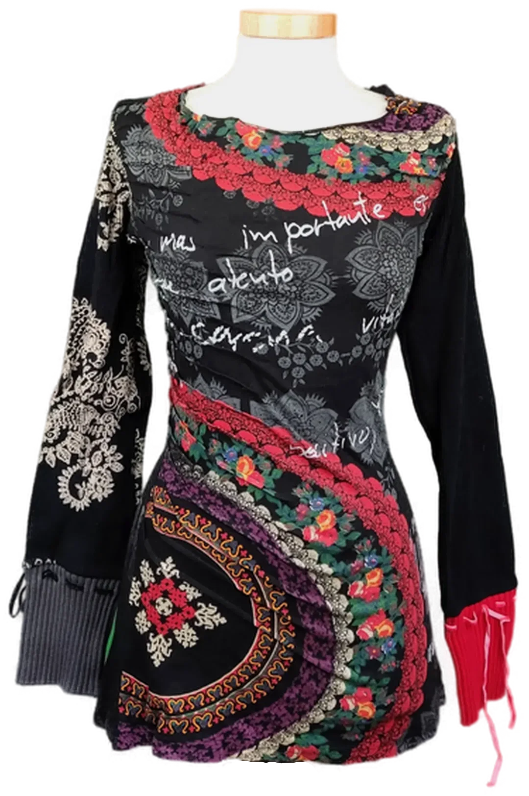 Desigual Damen Langarmshirt schwarz gemustert Gr. M - Bild 3