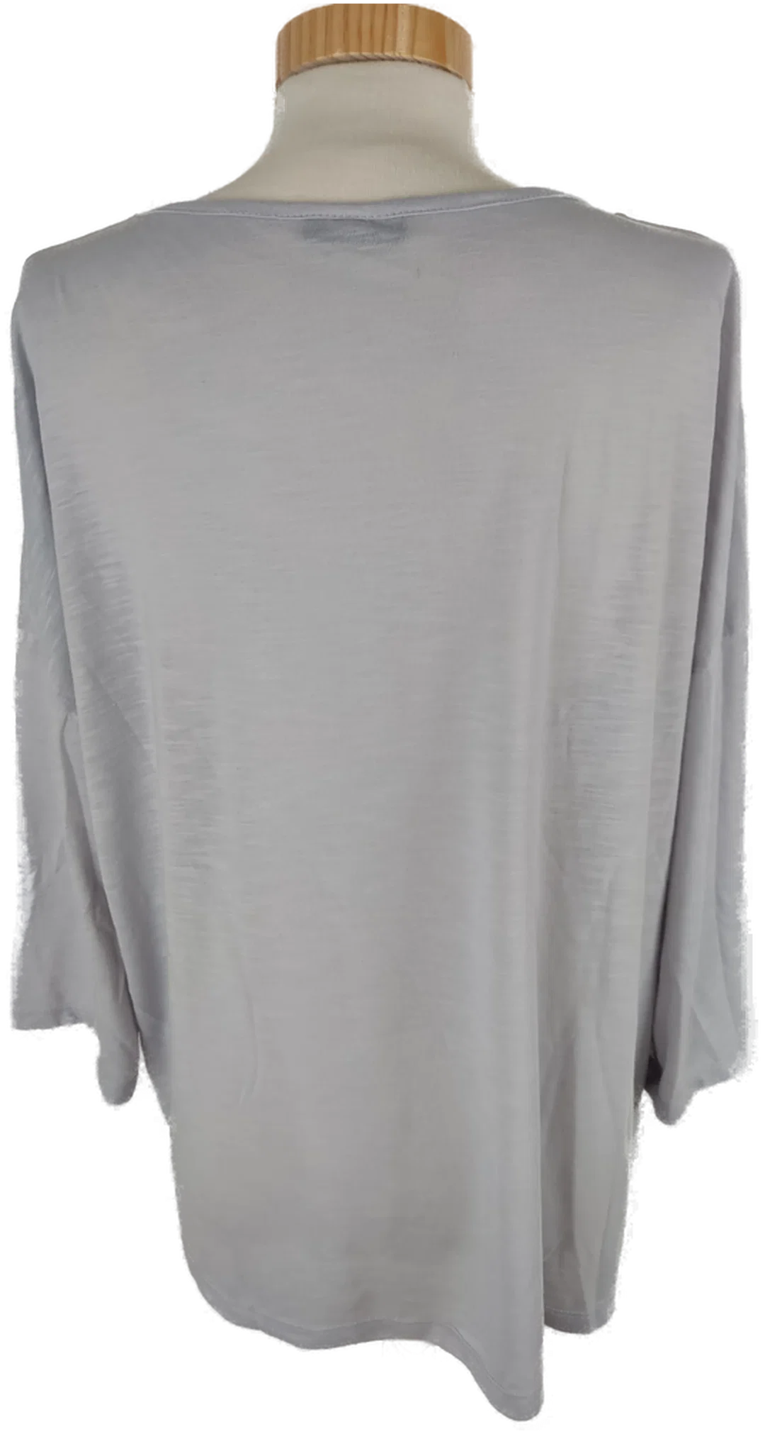 T-Shirt "Laura Torelli Classic", dreiviertelarm mit Rundhalsausschnitt, hellgrau mit Aufdruck, Größe XL – Bild 3