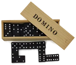 Dominospiel mit Holzbox, Drachenmotiv & Anleitung - Bild 1
