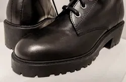 Massimo Dutti Leder Schnürstiefeletten Boots Schwarz Gr. 36 - Bild 3