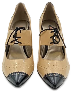 Levity Schnürpumps Mary Jane Stil in beige/schwarz Gr. 39 – Vorschau 2