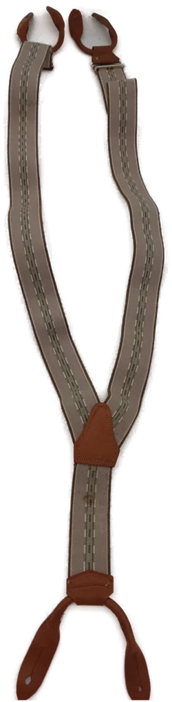 Hosenträger, beige/grün/braun mit Leder - Bild 1