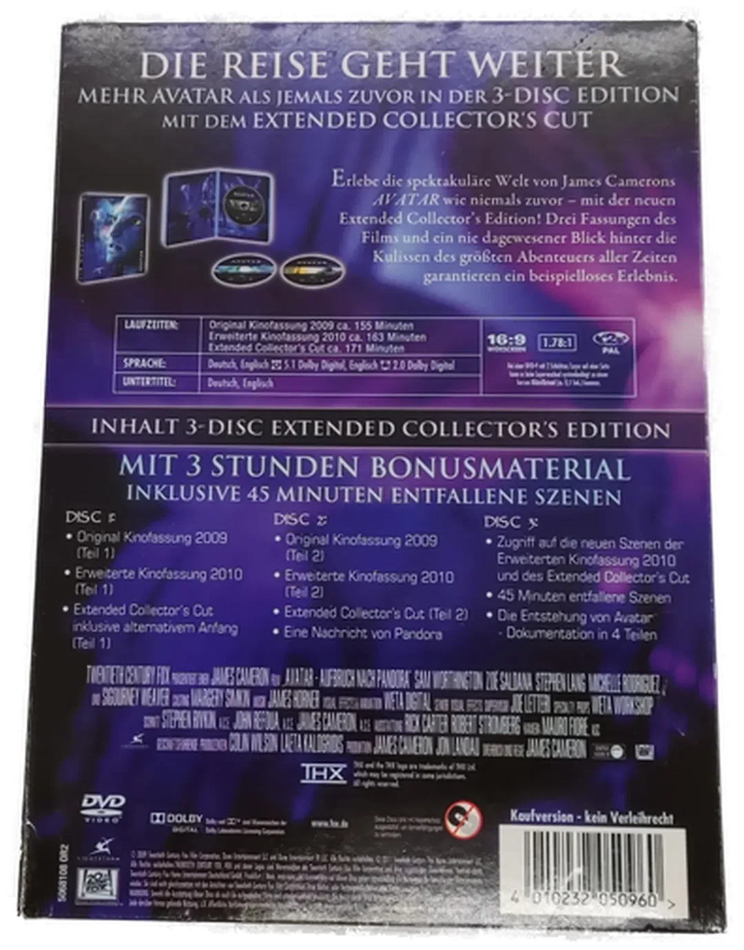 3 DVD's "AVATAR" von James Cameron Exended Collector's Edition – Bild 3